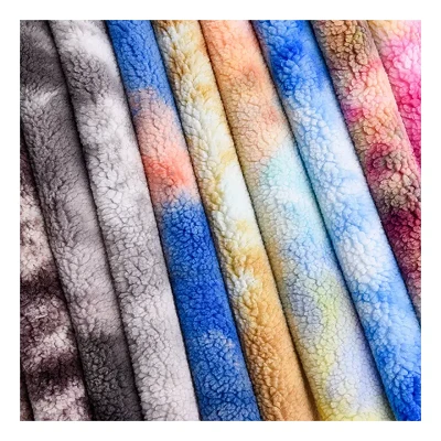 Fargerik tie-dye-partikkel Cashemere Sherpa-stoff