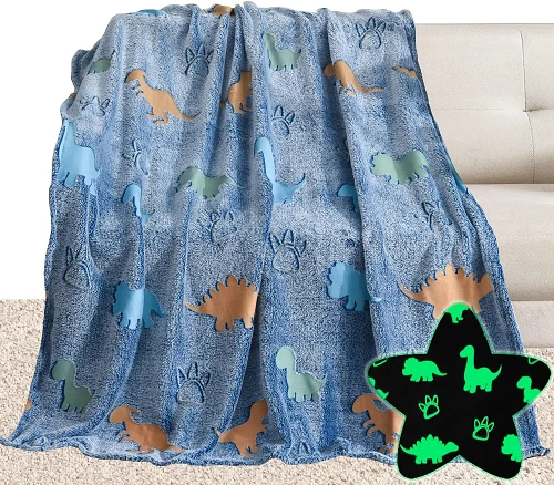 Dinosaur Flanell lysende teppe