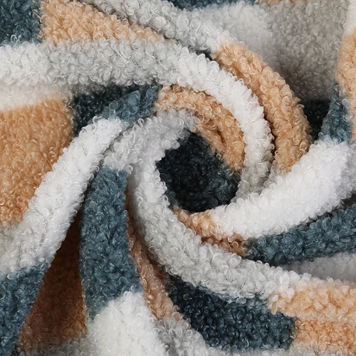 Rutetrykk Sherpa Fleece-stoff