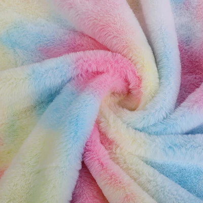 Rainbow Rabbit Faux Fur Stoff