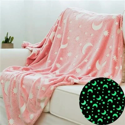 100 prosent Polyester Flanell Glow in The Dark Throw Blanket