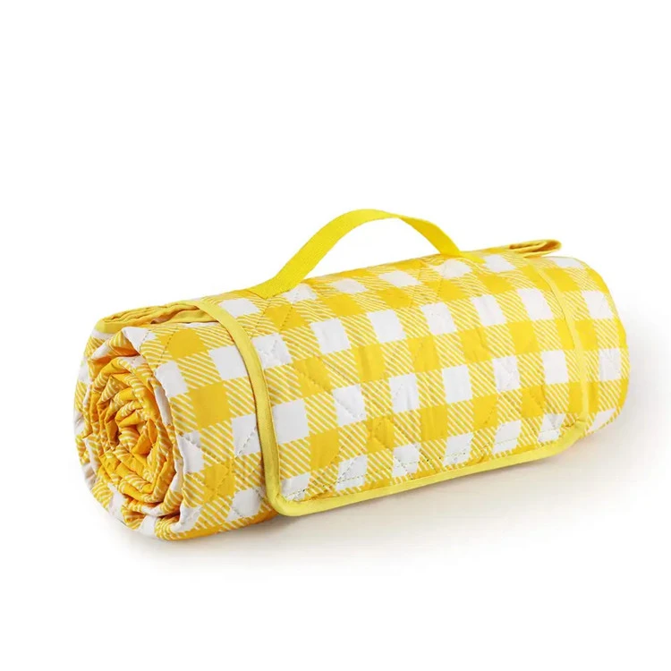 100% polyester gulrutete piknikteppe