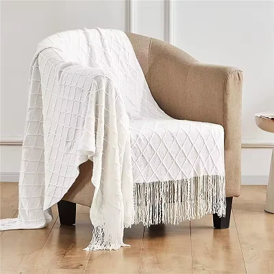 100%akrylstrikket sofa kast teppe