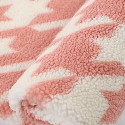 Houndstooth Sherpa Lamb fur Fleece Fabric
