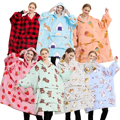 Overdimensjonert fleece hette teppe