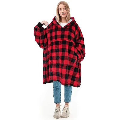 Plaid hettegenser